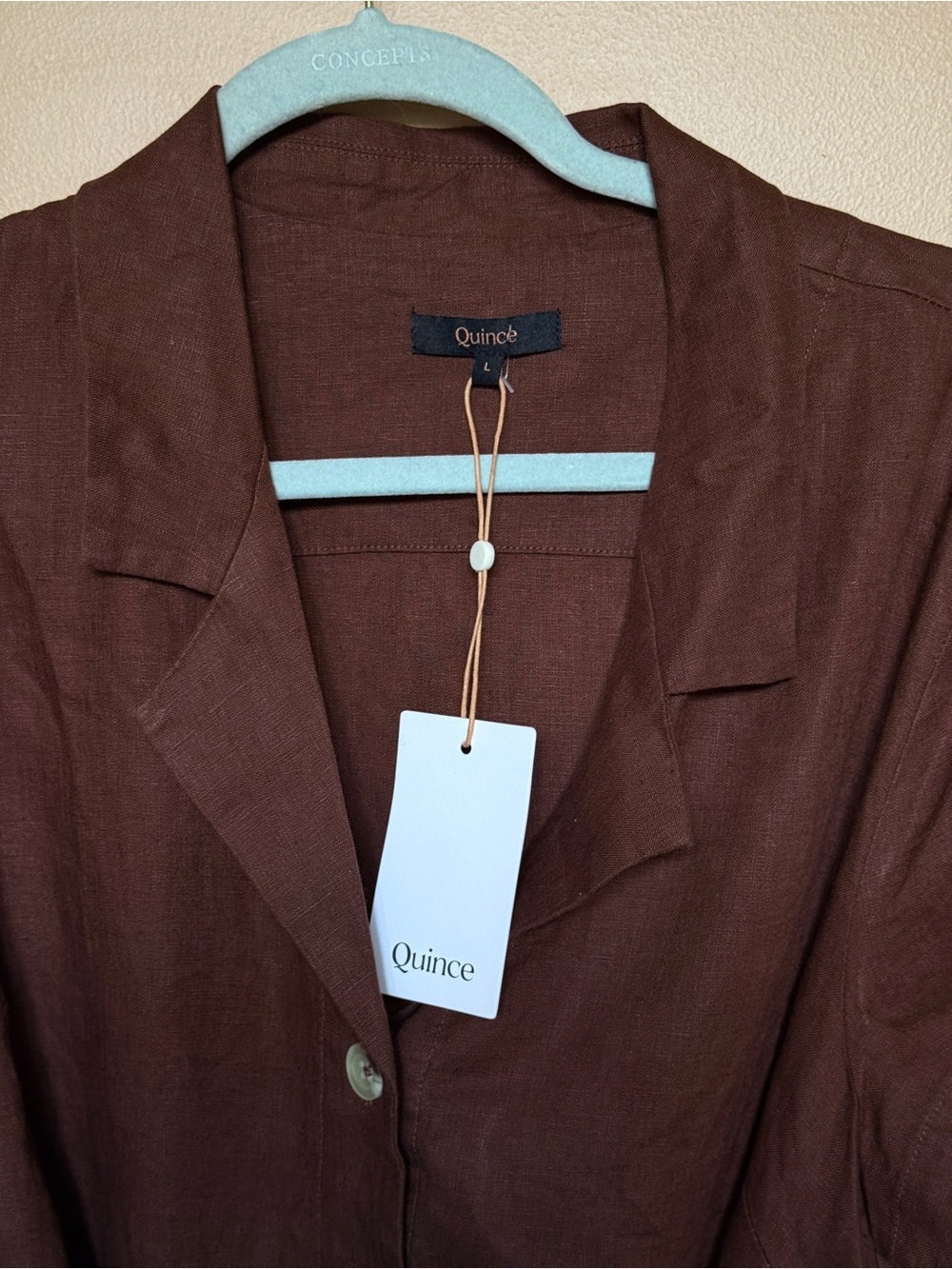 Quince 100% European Linen Button Front Dress Chocolate Brown - Picture 4 of 7